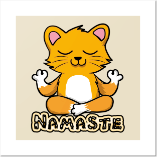 namaste cat yoga Posters and Art